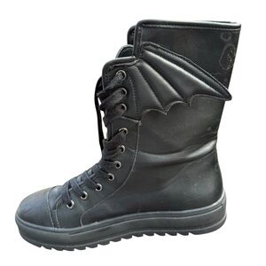 Sz 7 Killstar Matte Black Bat Wing Combat Boots *READ*